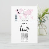Ziel Boarding Pass Hochzeit Tischnummer (Stehend Vorderseite)