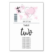 Ziel Boarding Pass Wedding Guest Names Tischnummer (Vorderseite)