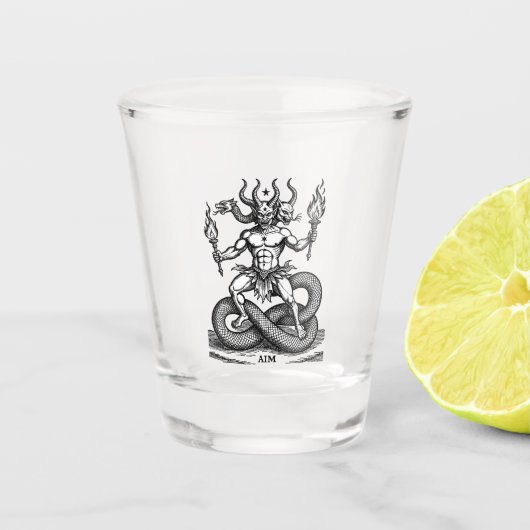 Ziel Bringer der brennenden Fackel Schnapsglas (Vorderseite)