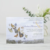 Ziel Butterfly und Palm Tree Wedding Einladung (Stehend Vorderseite)