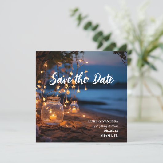 Ziel der Märchenscheinwerfer am Abend Save The Date (Stehend Vorderseite)