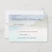 Ziel des Hochzeitsflugzeugs Tropical Beach RSVP Karte (Rückseite)