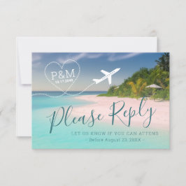 Ziel des Hochzeitsflugzeugs Tropical Beach RSVP Karte