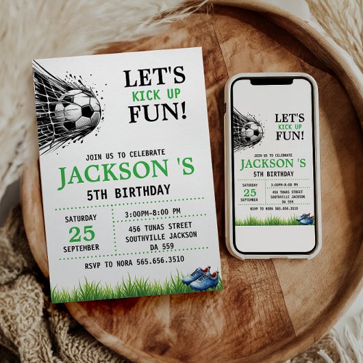 Ziel! Fußball 5. Geburtstagsparty Einladung