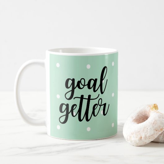 Ziel Getter | Mint Green Polka Dots Kaffeetasse (Mit Donut)
