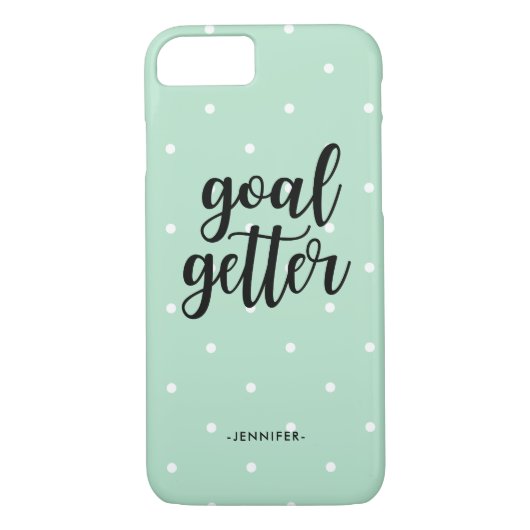 Ziel Getter | Trendy Mint Green and Polka Dots Case-Mate iPhone Hülle (Rückseite)