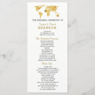 Ziel Gold World Map Wedding Program Programm