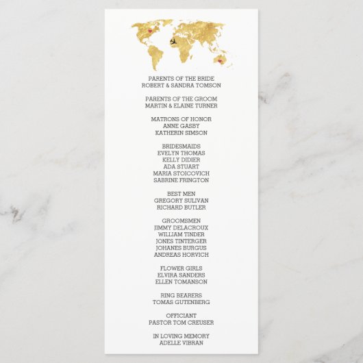 Ziel Gold World Map Wedding Program Programm (Rückseite)