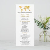 Ziel Gold World Map Wedding Program Programm (Stehend Vorderseite)