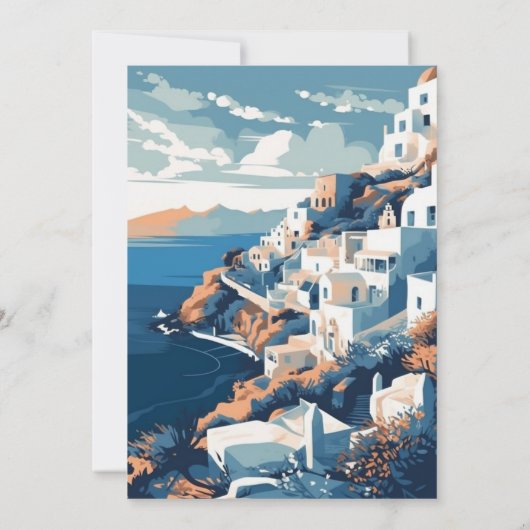 Ziel Griechenland Santorini-Brautparty Einladung (Rückseite)