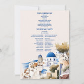Ziel Griechenland Santorini Hochzeitsprogramm Einladung (Rückseite)