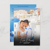 Ziel Griechenland Santorini Hochzeitssemble Foto Dankeskarte (Vorne/Hinten)