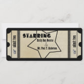 Ziel Old Hollywood Ticket Playbill Wedding Einladung (Rückseite)