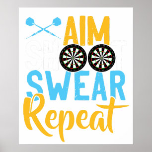 Ziel Schieß Fluch Wiederhole Dart-T-Shirt Retro Vi Poster