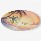 Ziel Sonnenuntergang Hochzeit Pappteller (Schrägansicht)