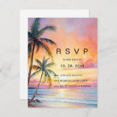 Ziel Sonnenuntergang Hochzeit RSVP Karte (Vorne/Hinten)