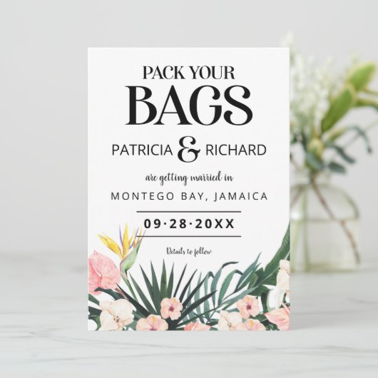 Ziel tropische Hochzeit speichern das Datum (Stehend Vorderseite)