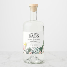 Ziel tropische Hochzeit speichern das Datum Alkoholflaschenetikett