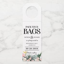 Ziel tropische Hochzeit speichern das Datum Flaschenanhänger