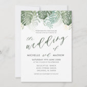 Ziel Tropische Wasserfarbenhochzeit Einladung (Vorderseite)