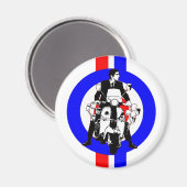 Ziel und Streifen des Sechzigertriebs Magnet (Vorderseite/Rückseite)