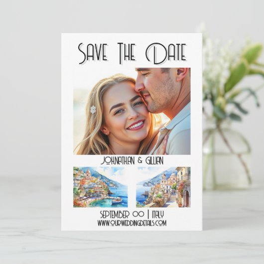 Ziel von Amalfi Save the Date Foto (Stehend Vorderseite)