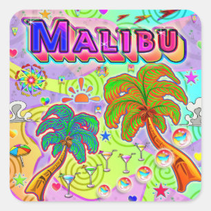 Zielaufkleber für Malibu-Urlaub Quadratischer Aufkleber