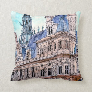 Ziele Aquarell Rustikales Rathaus Kissen