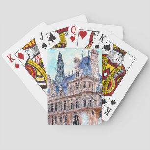 Ziele Aquarell Rustikales Rathaus Spielkarten