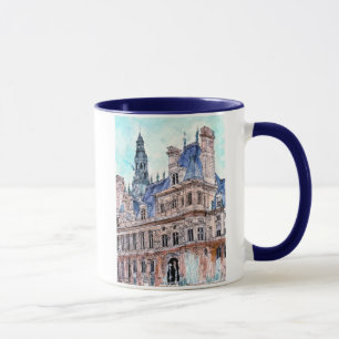 Ziele   Aquarell Rustikales Rathaus Tasse
