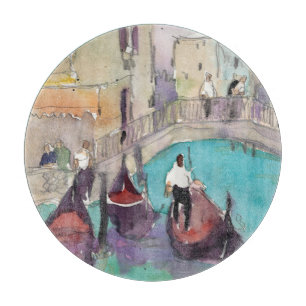 Ziele Aquarell Venedig Gondelfahrt Schneidebrett