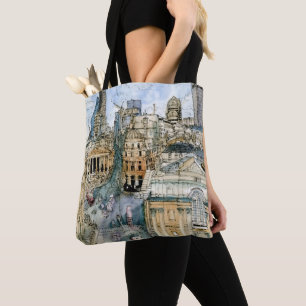 Ziele Aquarell Vintage London Straße Tasche