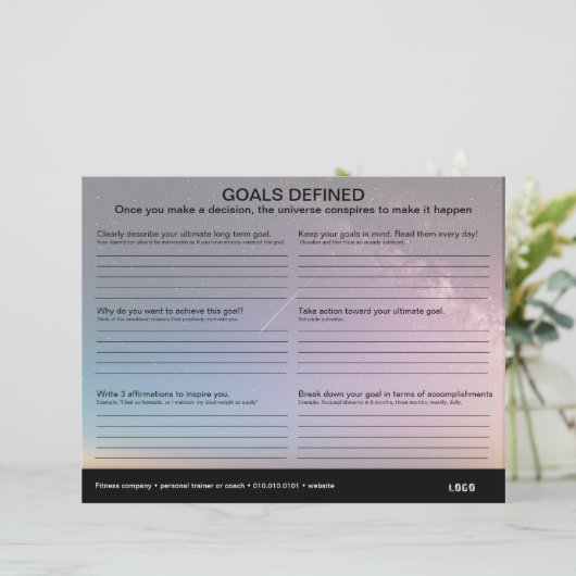 Ziele - Arbeitsblatt (Stehend Vorderseite)