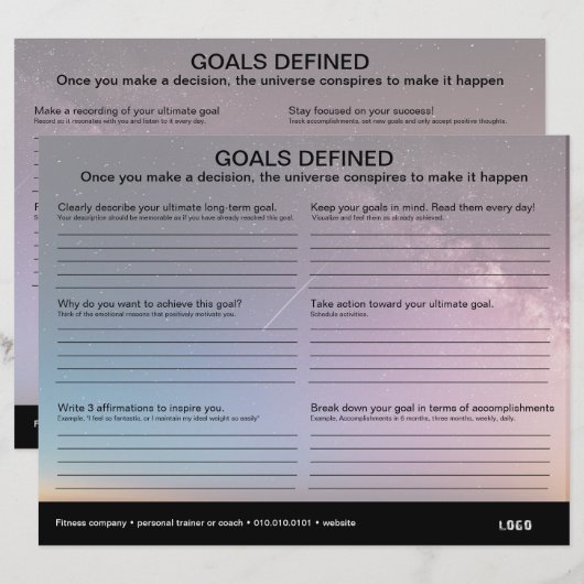 Ziele - Arbeitsblatt (Vorne/Hinten)