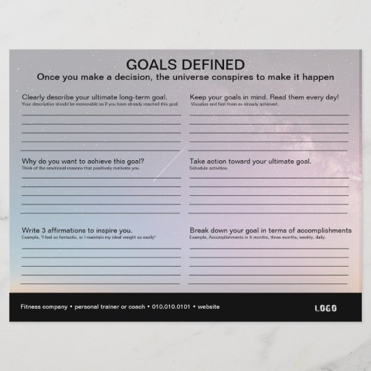 Ziele - Arbeitsblatt (Vorderseite)