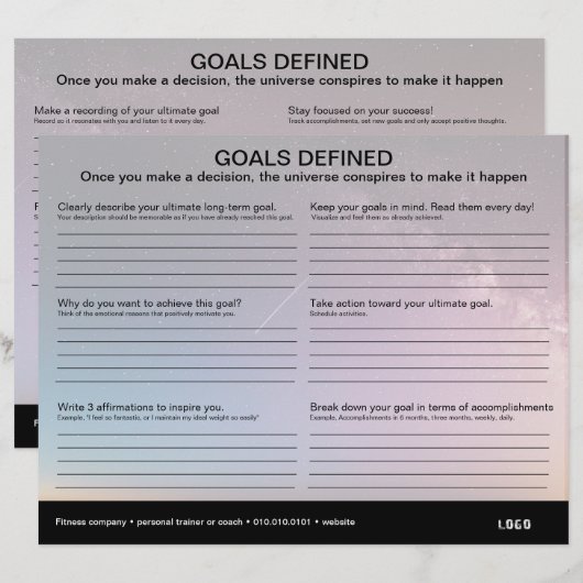 Ziele - Arbeitsblatt (Vorne/Hinten)