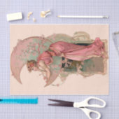 ZIELE/LADY DES MONDES MIT BLUME IN PINK SEIDENPAPIER (Handwerk)