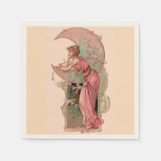 ZIELE/LADY DES MONDES MIT BLUME IN PINK SERVIETTE (Vorderseite)