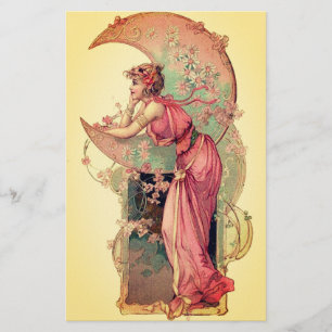 ZIELE/LADY DES MONDES MIT BLUME rosa Gelb Briefpapier