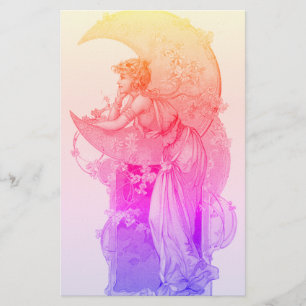 ZIELE/LADY DES MONDES MIT BLUME rosa Gelb Briefpapier