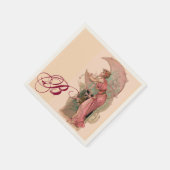 ZIELE/LADY OF THE MOON, BLUME IN PINK MONOGRAM SERVIETTE (Ecke)