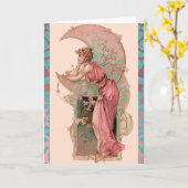 ZIELE/MONDLADY, BLUME, ROSEN, BLAUE DAMASK KARTE (Gelbe Blume)