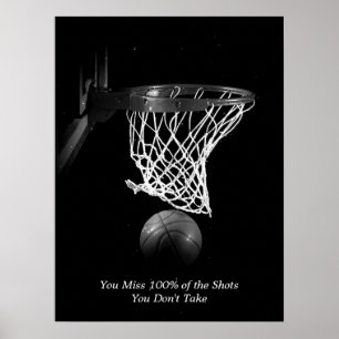 Ziele Motivierend Zitat Basketball Schwarz & Weiß Poster