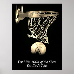Ziele Motivierend Zitat Basketball Vintag Sepia Poster