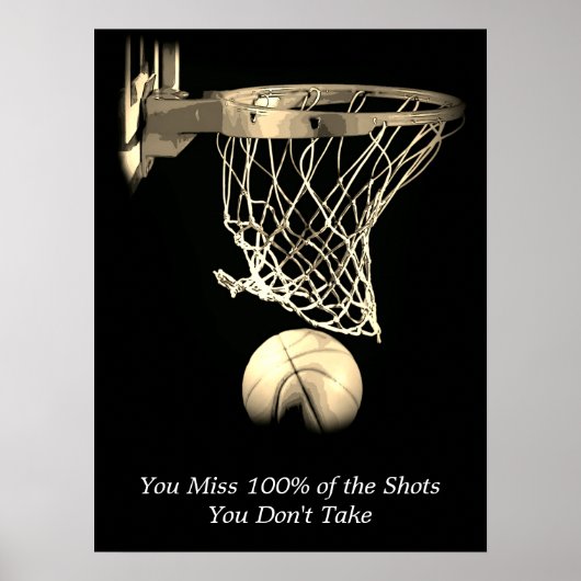 Ziele Motivierend Zitat Basketball Vintag Sepia Poster (Vorne)