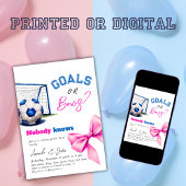 Ziele oder Bögen Blauer oder rosa Fußball-Genderda Einladung