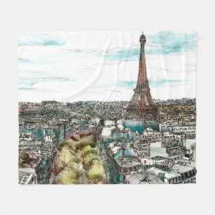 Ziele   Vintage Eiffelturm in Paris Ansicht Fleecedecke
