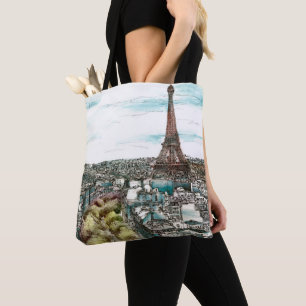 Ziele Vintage Eiffelturm in Paris Ansicht Tasche