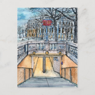 Ziele Wasserfarben Vintage-Metroeingang Postkarte