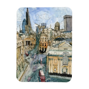 Ziele Watercolor Vintage London Straße Magnet
